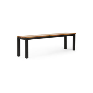 English Elm Lindsey Outdoor Acacia Wood Slat Bench with Metal Base for Patio and Garden Spaces 71986.00MP1