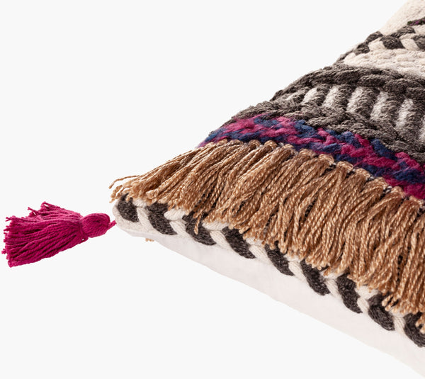 Surya Zuri 18"L X 18"W Global-inspired Accent Pillow – Elegant Cotton Design For Eclectic Home Decor Charcoal Cotton,Cotton Zri001-2222p