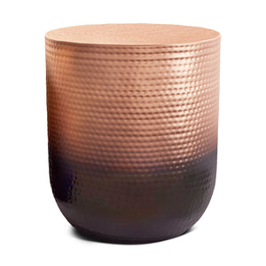 English Elm Nova Hammered Metal Side Table Copper Ombre — Compact Sculptural Accent Table with Protective Finish and Floor Pads Bronze B136P159005