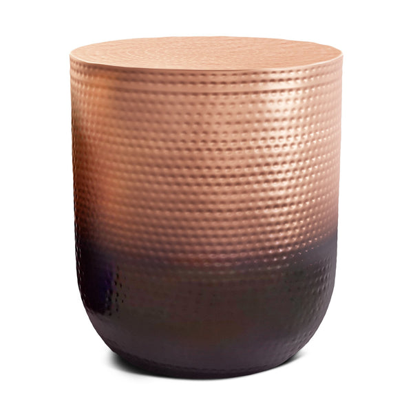 English Elm Nova Hammered Metal Side Table Copper Ombre — Compact Sculptural Accent Table with Protective Finish and Floor Pads Bronze B136P159005
