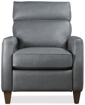 Hooker Furniture Okana Majestic Storm Cloud Power Recliner With Pop-Up Headrest, Semi-Aniline Leather, Bustle Back RC821-PH-031