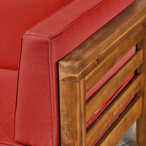 English Elm Oana Outdoor Corner Chair Solid Acacia Hardwood Slat Design with Weather Resistant Cushion 64495.00RED