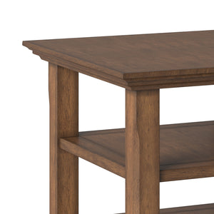 English Elm Acadian End Table - Handcrafted Solid Wood In Rustic Aged Brown With Open Shelves For Storage & Style B136P159691