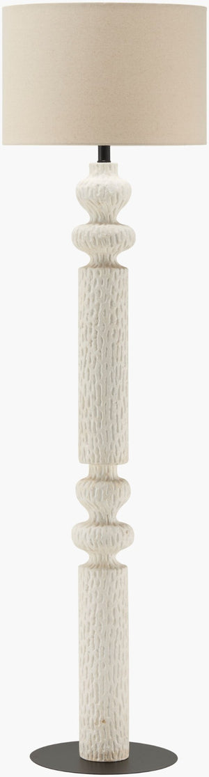 Livabliss Zaruma Sculptural Resin Floor Lamp with Linen Shade for Bohemian Living Spaces ZRM-001