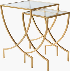 Surya Zareen Artisan Glass Top Metal Frame End Table for Living Room or Bedroom Decor ZRN001-SET