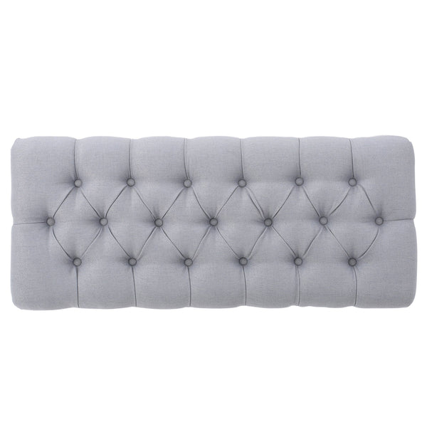 English Elm Hilton Tufted Upholstered Bench Ottoman with Diamond Stitching and Vintage Curved Legs 54743.00LGY