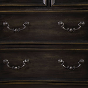 English Elm Steve Silver - Rhapsody Antique-Inspired 7-Drawer Dresser in Dark Brown Wood Finish, Fluted Pilasters & Scrollwork B081P157096