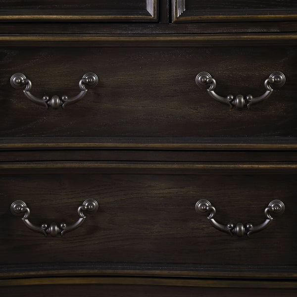 English Elm Steve Silver - Rhapsody Antique-Inspired 7-Drawer Dresser in Dark Brown Wood Finish, Fluted Pilasters & Scrollwork B081P157096