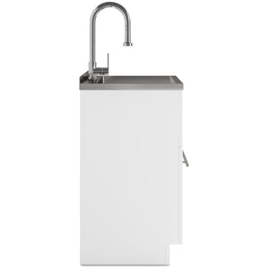English Elm Metro 24" Laundry Cabinet With Deep Stainless Steel Sink & High-Arch Faucet For Ultimate Utility B136P158805