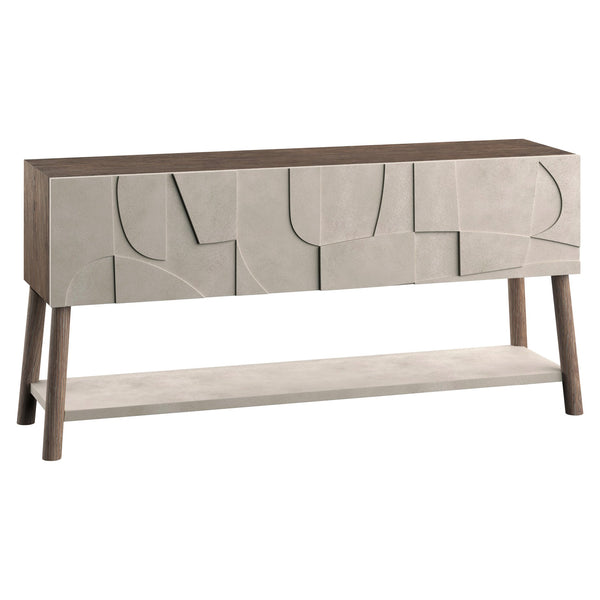 Bernhardt Bernhardt Casa Paros Sideboard With Sculptural Faux-Concrete Doors, Warm Wood Finish, Soft-Close Storage (69.63"W) 317131