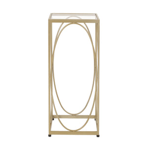 English Elm Christopher Knight Home® - END TABLE Champagne Iron Oval Accent with Tempered Glass Top, Modern Glam Side Table 11.85"x27.75" 71941.00