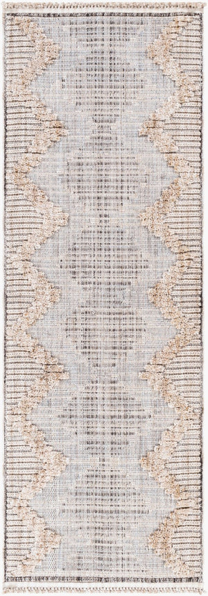 Livabliss Zaragoza Global Bohemian Fringe Runner Rug High Pile Polyester Hallway Entryway Accent Medium Gray, Li 2'7" x 7'3" ZRZ2300-2773