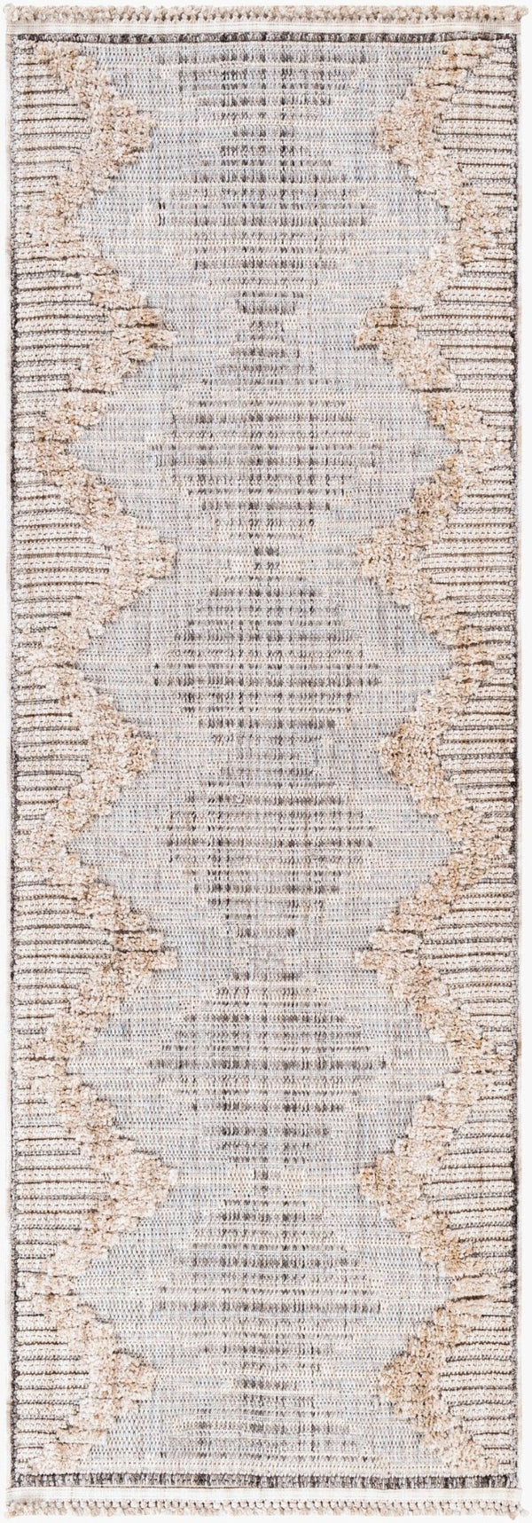 Livabliss Zaragoza Global Bohemian Fringe Runner Rug High Pile Polyester Hallway Entryway Accent Medium Gray, Li 2'7" x 7'3" ZRZ2300-2773