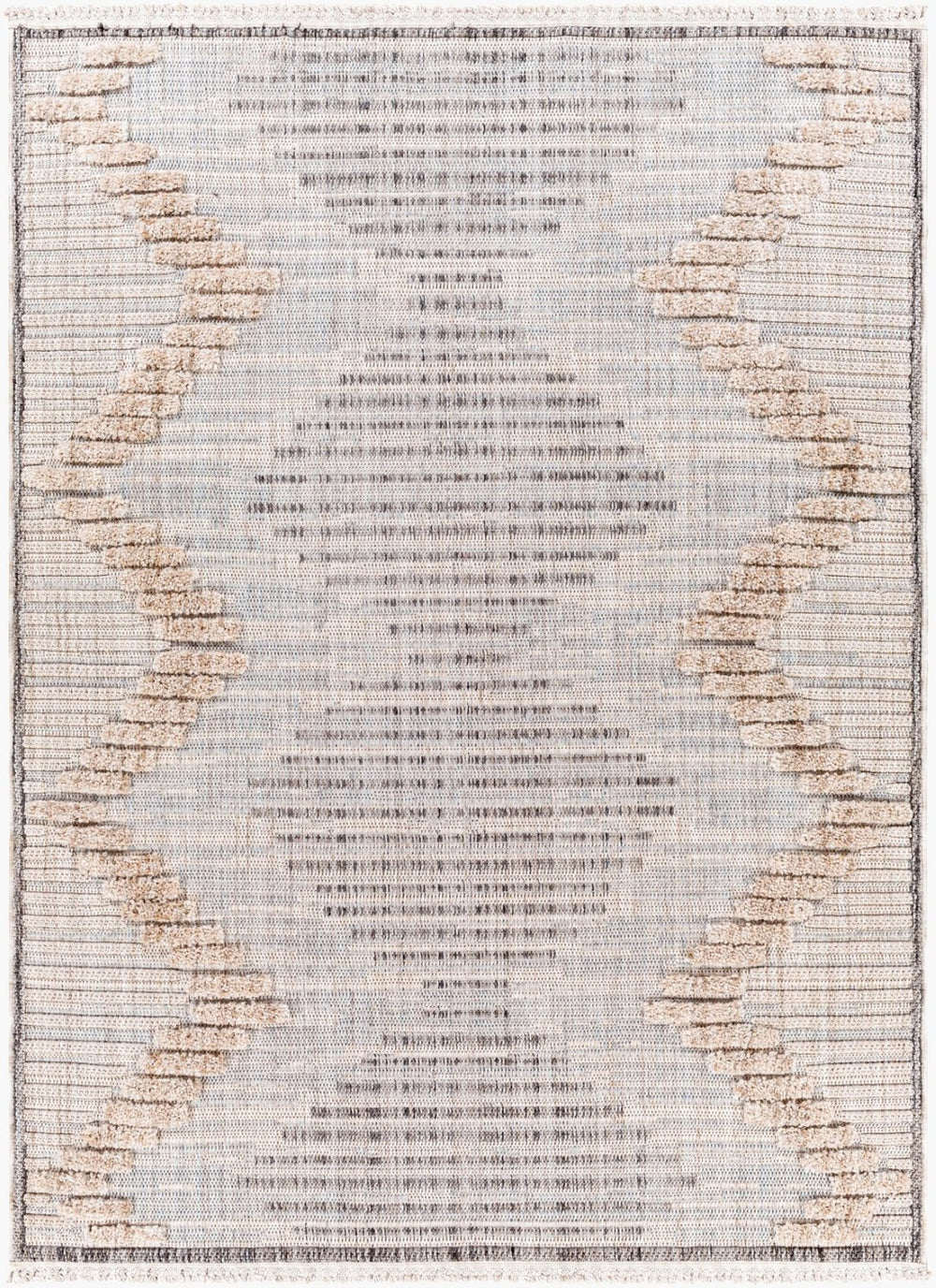 Livabliss Zaragoza Global Bohemian Fringe Runner Rug High Pile Polyester Hallway Entryway Accent Medium Gray, Li 9'2" x 12' ZRZ2300-9212