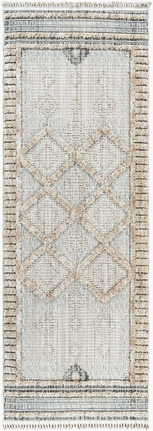Livabliss Zaragoza Global Inspired High Pile Polyester Runner Rug with Bohemian Fringe Detail Cream, Light Be 2'7" x 7'3" ZRZ2301-2773
