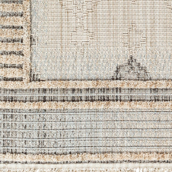 Livabliss Zaragoza Global Inspired High Pile Polyester Runner Rug with Bohemian Fringe Detail Cream, Light Be 5'3" x 7' ZRZ2301-537