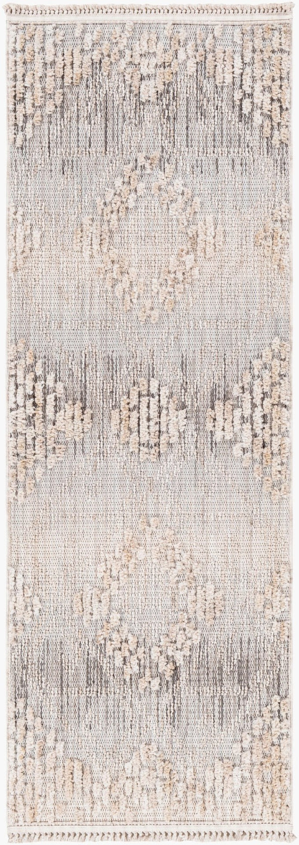 Livabliss Zaragoza Bohemian Global Runner Rug High Pile Polyester Fringe Entryway Hallway Accent Medium Gray, Li 2'7" x 7'3" ZRZ2303-2773