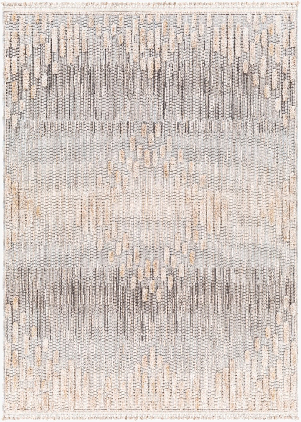 Livabliss Zaragoza Bohemian Global Runner Rug High Pile Polyester Fringe Entryway Hallway Accent Medium Gray, Li 5'3" x 7' ZRZ2303-537