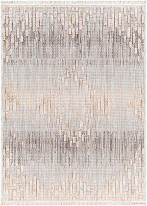 Livabliss Zaragoza Bohemian Global Runner Rug High Pile Polyester Fringe Entryway Hallway Accent Medium Gray, Li 5'3" x 7' ZRZ2303-537