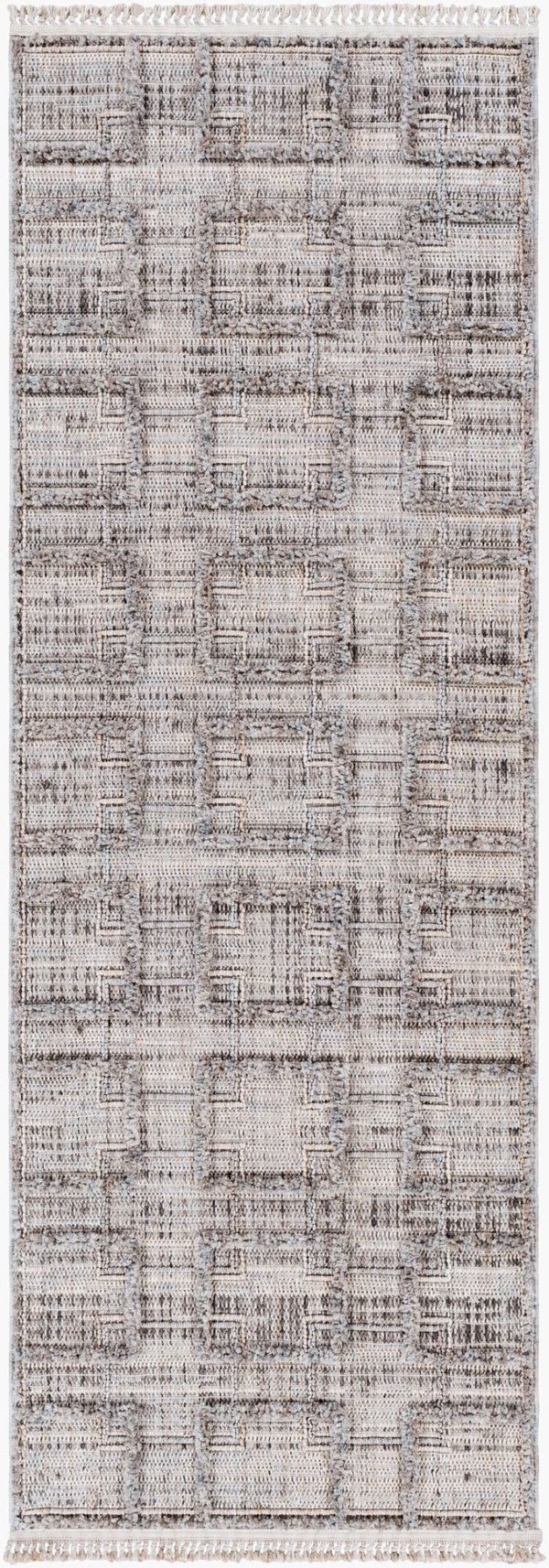 Livabliss Zaragoza Turkish Machine Woven High Pile Runner Rug with Fringe for Hallways Charcoal, Mediu 2'7" x 7'3" ZRZ2314-2773
