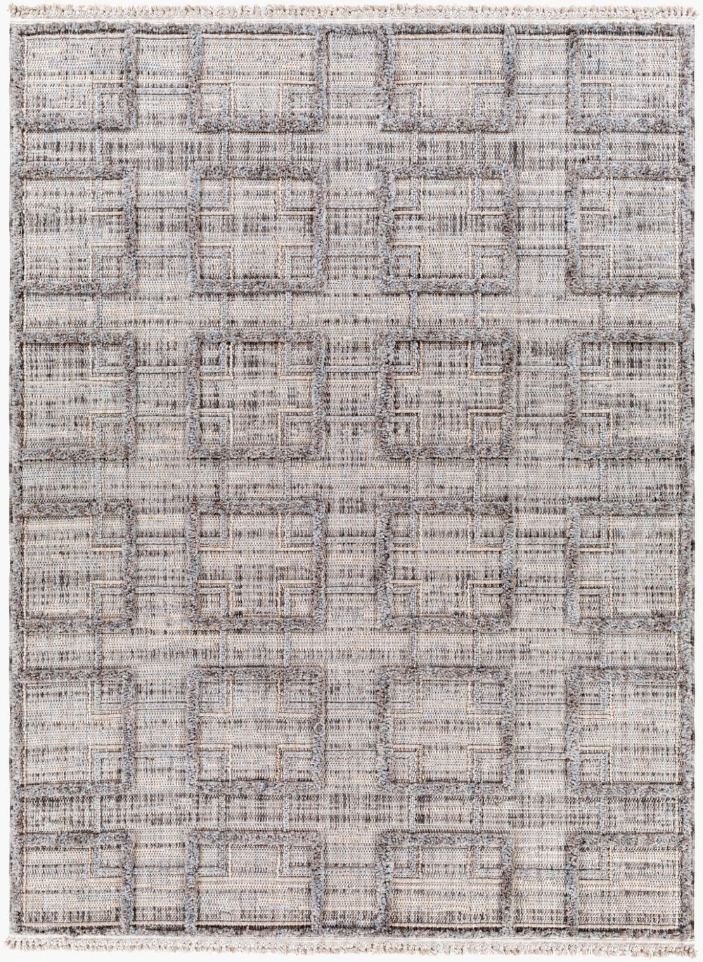 Livabliss Zaragoza Turkish Machine Woven High Pile Runner Rug with Fringe for Hallways Charcoal, Mediu 9'2" x 12' ZRZ2314-9212