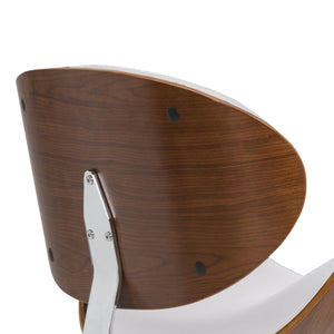 English Elm Marana Bentwood Adjustable Swivel Bar Stool - Modern White Vegan Leather & Chrome Base Comfort B136P158937