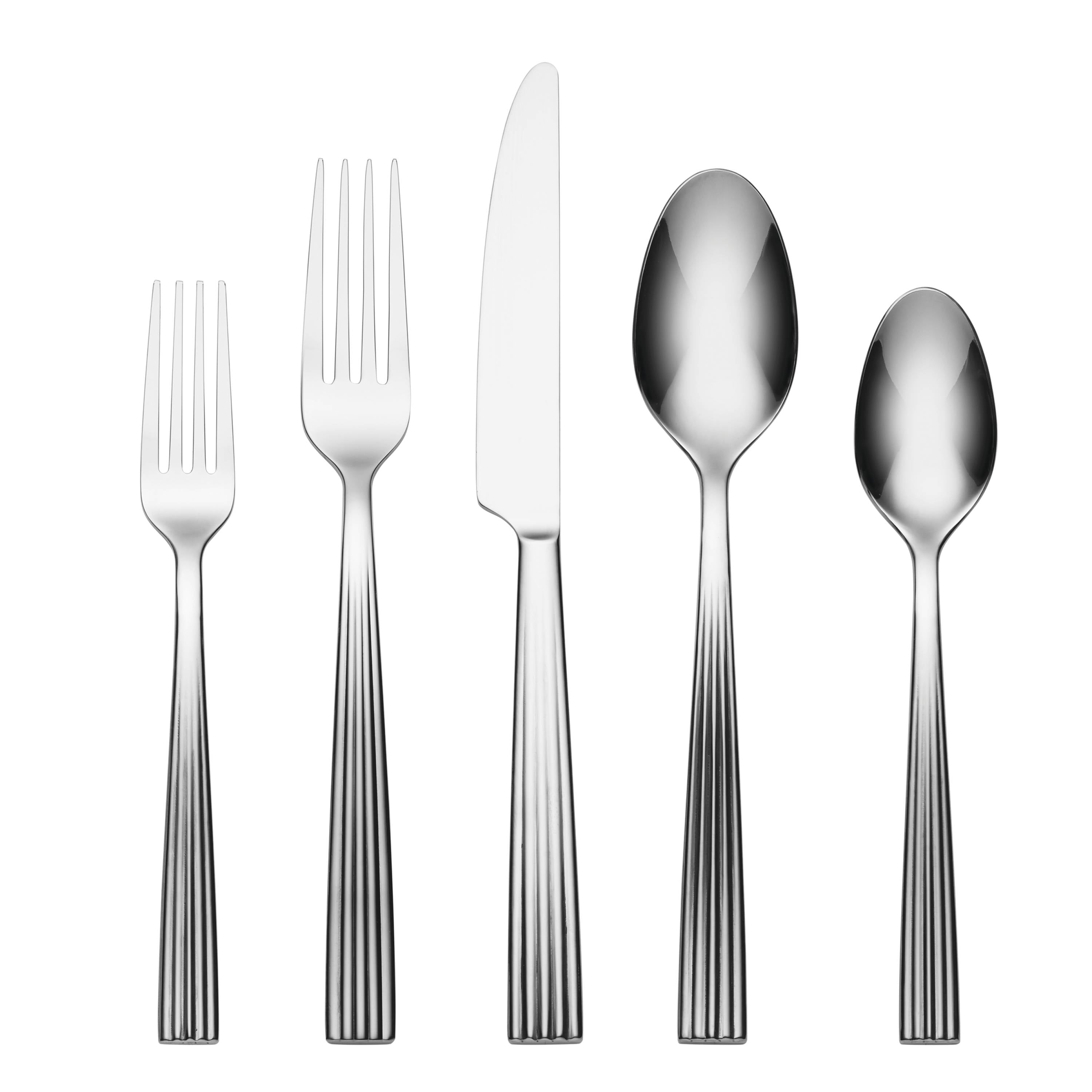 Oneida Kennedy 20-Piece Stainless Steel Flatware Set, Mirror Finish, D