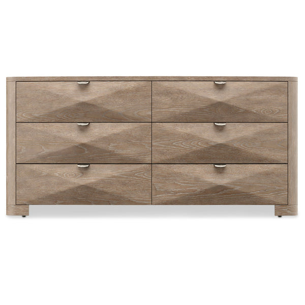 Bernhardt Bernhardt Aventura Marcona 6-Drawer Bow-Front Dresser With Pyramid Drawer Faces & Soft-Close Drawers 318054