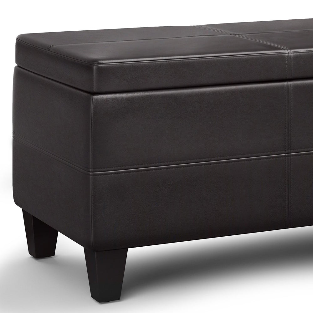 English Elm Avalon Lift Top Rectangular Ottoman - Tanners Brown Vegan Leather With Hidden Storage & Style B136P158648