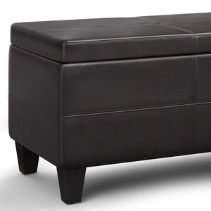 English Elm Avalon Lift Top Rectangular Ottoman - Tanners Brown Vegan Leather With Hidden Storage & Style B136P158648