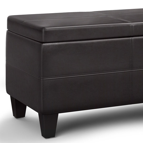 English Elm Avalon Lift Top Rectangular Ottoman - Tanners Brown Vegan Leather With Hidden Storage & Style B136P158648
