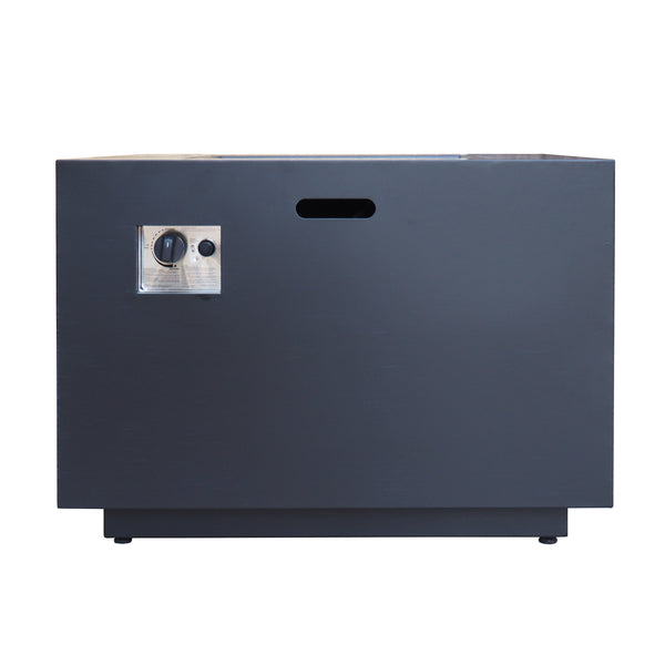 English Elm Outdoor Square Propane Fire Pit Powder Coated Iron 50000 Btu Patio Heater 62837.00DGRY-50K