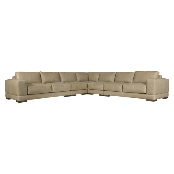 Bernhardt Bernhardt Lars Leather Sectional With Plush Deep Cushions, Wide Track Arms And Textured Wood Block Feet For Modern Living Space Comfort Tan K2092