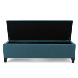 English Elm Ottoman Bench Seat with Lift Top Hidden Storage Polyester Upholstered Entryway Piece Teal 60159.00DTE