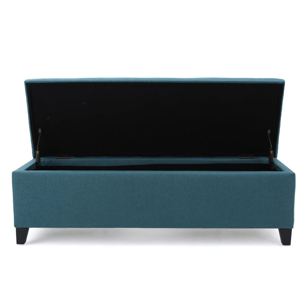 English Elm Ottoman Bench Seat with Lift Top Hidden Storage Polyester Upholstered Entryway Piece Teal 60159.00DTE