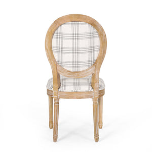 English Elm Christopher Knight Home® - Kd Vintage-Inspired Upholstered Dining Chair With Grey Plaid Fabric, Elegant Round Backrest Design 60352.00GRYPLD