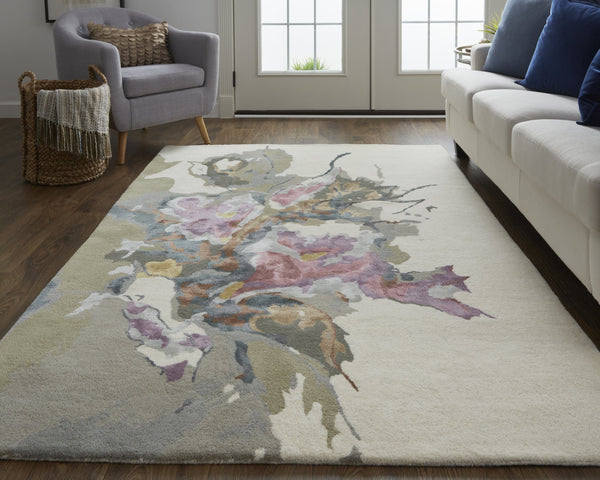 Feizy Rugs Dafney Hand-tufted Floral & Botanical Rug - Whimsical Watercolor Design In Vivid Colors For Elegance Purple,Pink,Green Viscose,Wool Dfy8864fmlt000h00