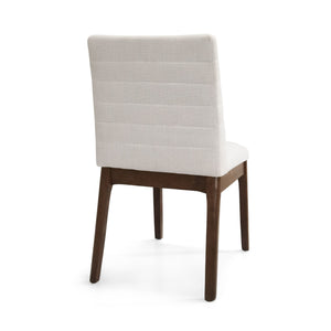 English Elm Upholstered Parsons Dining Chairs Set of 2 Channel Stitch Mid-century Walnut Frame 73471.00LBGE