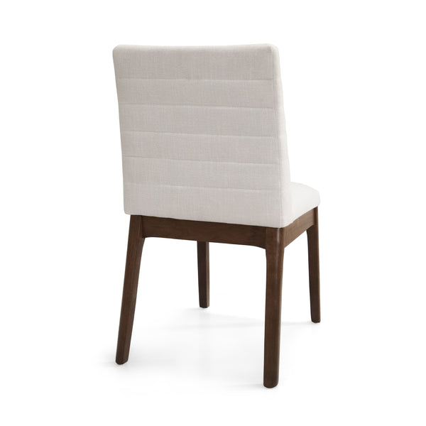 English Elm Upholstered Parsons Dining Chairs Set of 2 Channel Stitch Mid-century Walnut Frame 73471.00LBGE