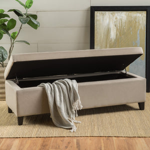 English Elm Hartford Upholstered Storage Ottoman Bench with Birch Legs for Living Room 73766.00FWHEAT