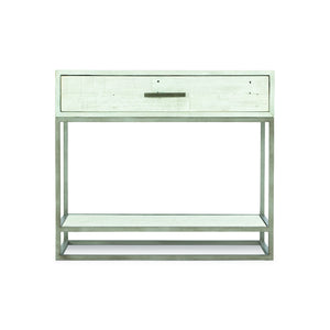 Bernhardt Bernhardt Alvar Nightstand Brushed White Finish With Distressed Pine, Glazed Silver Steel Base, Drawer 398218W