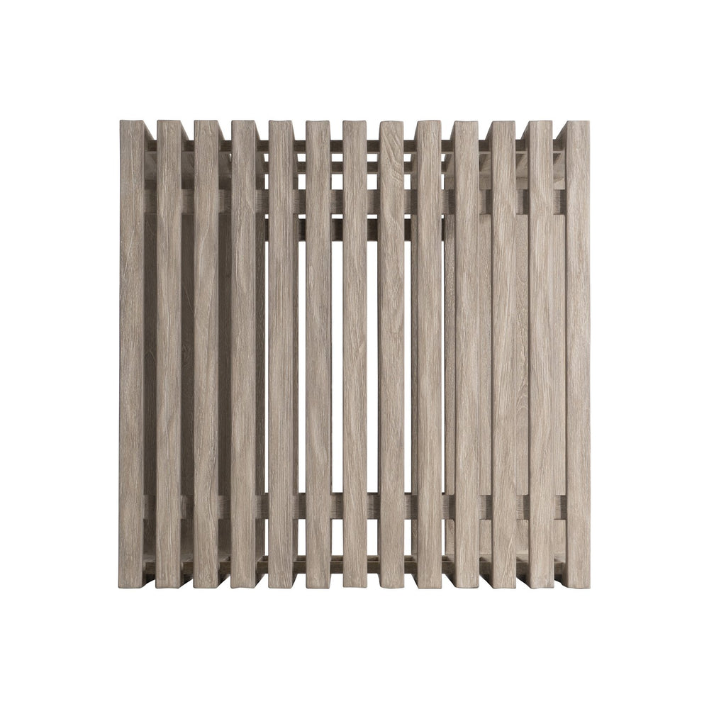 Bernhardt Bernhardt Kingston Outdoor Side Table — Carbonized Teak & Gun Metal Legs, Slatted Drainage Top For Patio Lounging X07121