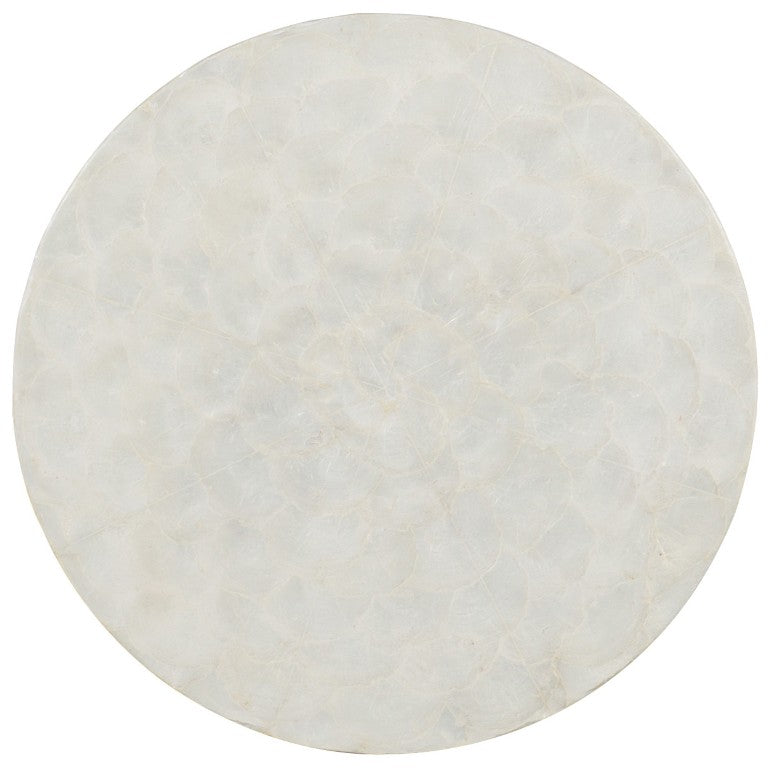 Hooker Furniture Amani Coastal Accent Table With Capiz Shell Top, Jute Rope Detail, Buff Almond Lime‑Washed Finish 1672-50003-00