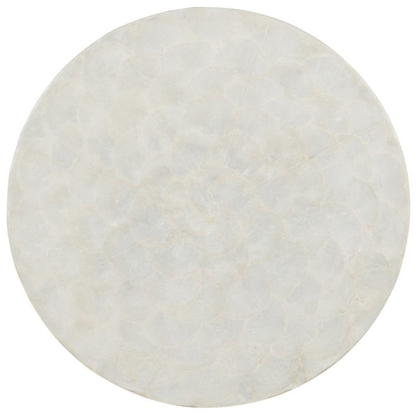 Hooker Furniture Amani Coastal Accent Table With Capiz Shell Top, Jute Rope Detail, Buff Almond Lime‑Washed Finish 1672-50003-00