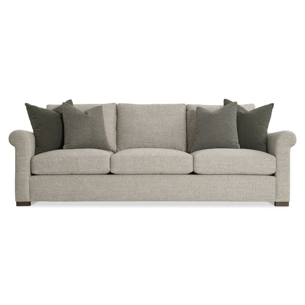 Bernhardt Bernhardt Keirnan Fabric Sofa With Rolled Arms, Knife-Edge Cushions & Shearling Pillows, 96.5" - Made to Order P4367A