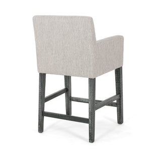 English Elm Upholstered Counter Stool with Rubberwood Frame for Kitchen Island or Home Bar 71252.00LGRY