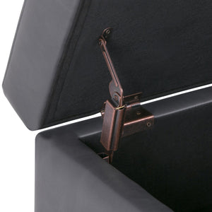 English Elm Oregon Storage Ottoman Bench with Tray — Midnight Vegan Faux Leather, Tufted Seating, Lift-Top Storage Dark Gray B136P158186