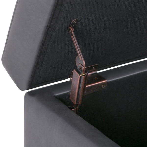 English Elm Oregon Storage Ottoman Bench with Tray — Midnight Vegan Faux Leather, Tufted Seating, Lift-Top Storage Dark Gray B136P158186