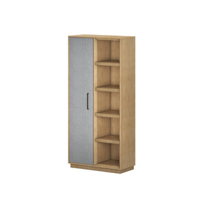 A.R.T. Furniture Loft Etagere Bookcase: Modern Figured Maple Design With Textured Fabric Door & Stylish Shelves Brown Material(S), Poplar,Rubberwood,Figured Maple And Fabric 335401-1911