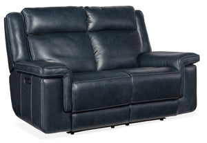 Hooker Furniture Montel Cosmos Cobalt Lay-Flat Power Loveseat With Usb, Power Headrests & Adjustable Lumbar Support SS705-PHL2-047